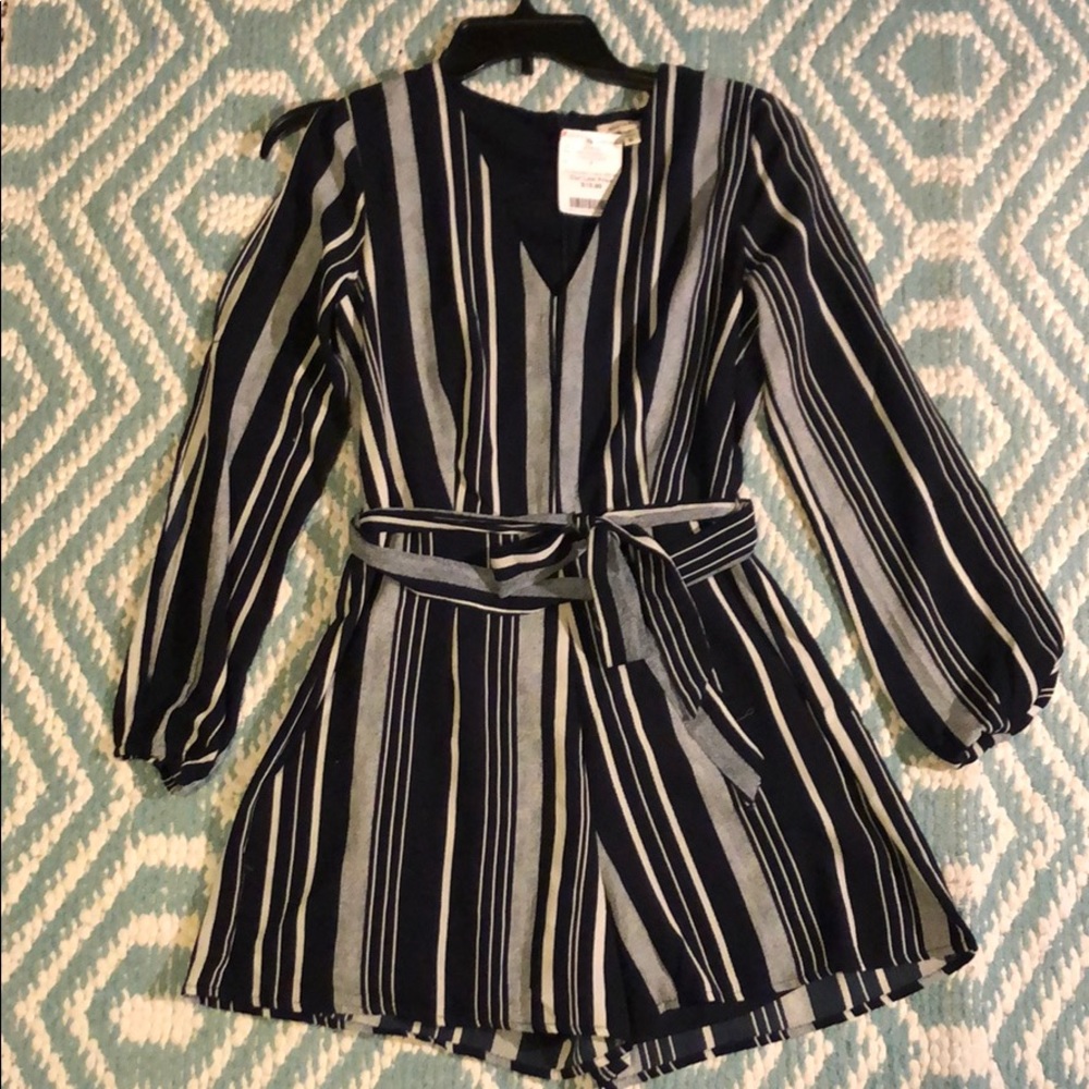 Brand new Navy blue/white stripes short jumpsuit
